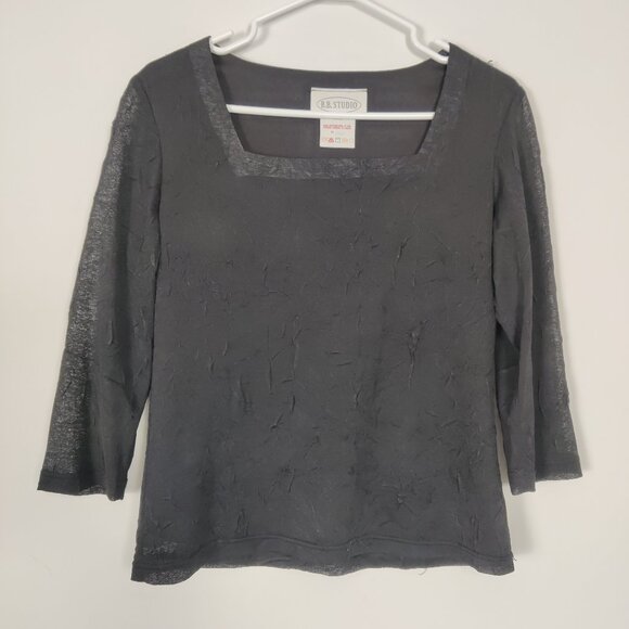 B.B. Studio Women's Blouse Size S Gray Sheer Lined Crinkled Casual Outerwear - Picture 1 of 9